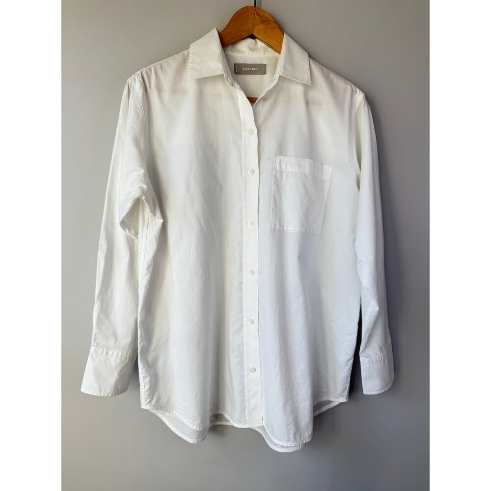 Everlane Size 0 Relaxed Button Up Poplin Shirt White 100% Cotton